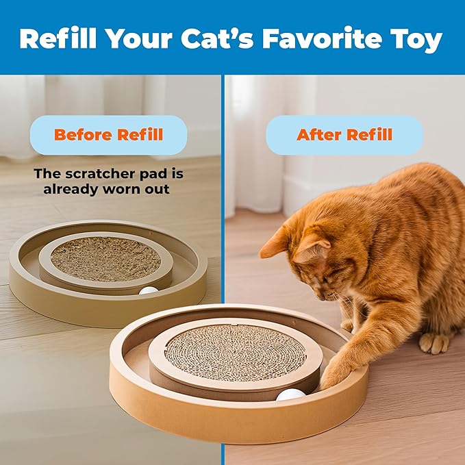 Best Pet Supplies Cat Scratcher Replacement Pads - Cardboard Cat Scratcher Pad, Relieves Stress, Supports Pet Behaviors, 3 Count