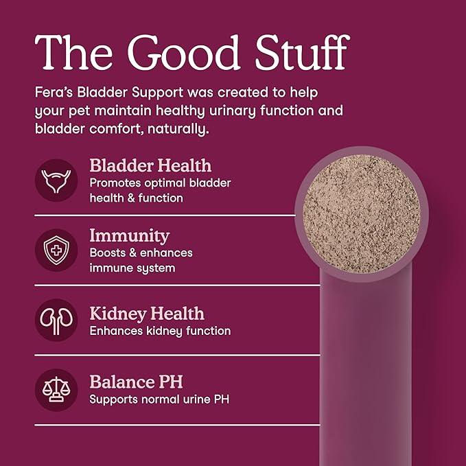 Fera Pets Bladder Support - Cranberry for Dogs & Cats - D-Mannose & Marshmallow Root - Urinary Tract Support - Supports Normal Urine pH - Boosts Immunity - 60 Scoops