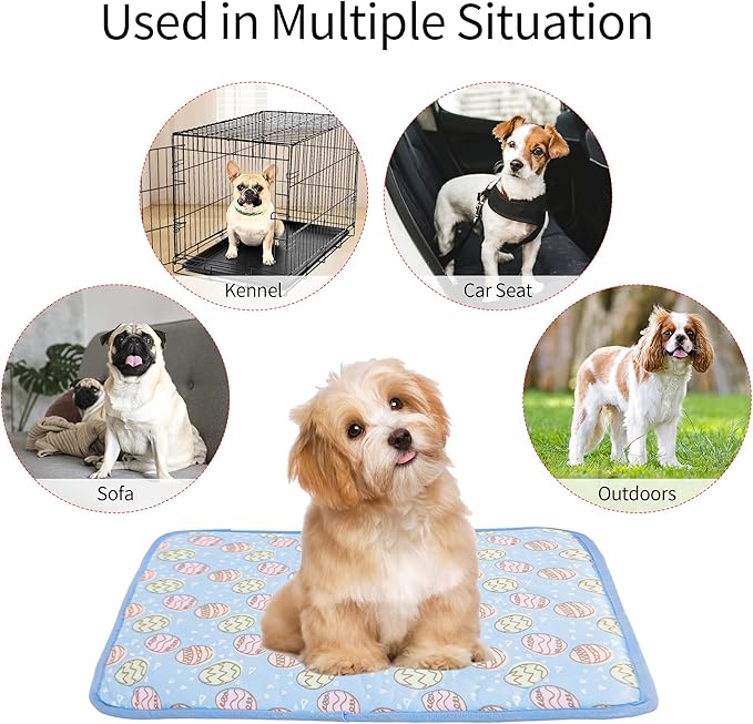 NACOCO Pet Cooling Mat Cat Dog Cushion Pad Summer Cool Down Comfortable Soft for Pets and Adults (M, Blue)