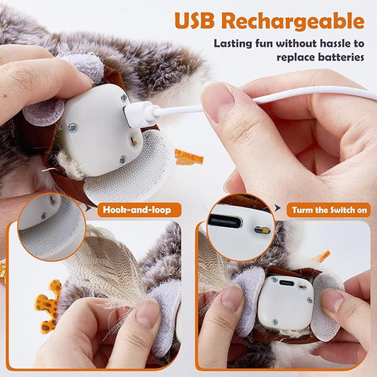 Interactive Cat Toys for Indoor Cats & Kittens (No Flying) – Flapping Bird Catnip Toy with Chirping Sound, Rechargeable & Lifelike Pet Toy, Juguetes para Gatos (Small, Sandpiper)