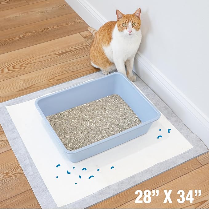 Four Paws Wee-Wee Cat Pee Pads, Disposable Litter Box Mats, Advanced Odor Control, Fast Absorption Box Pee Pads for Litter Tracking, 28" x 30", Fresh Scent, 10 Count