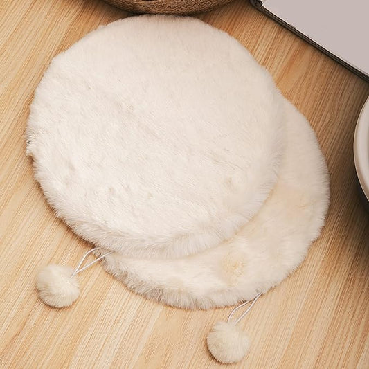 SHENGOCASE 2-Pack 11.8" Round Faux Rabbit Fur Cat Dog Bed Cushion Pad Mat, Cat Tree Tower Replacement Cushion Pad for Window Perch, Carrier House Cage Crate Kennel Furniture