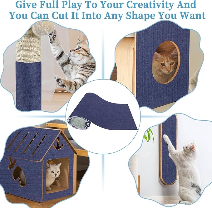 Cat Scratching Mat - Trimmable Self Adhesive DIY Climbing Cat Scratcher Pad for Cat Tree Shelves and Post Cat Scratch Furniture Protector