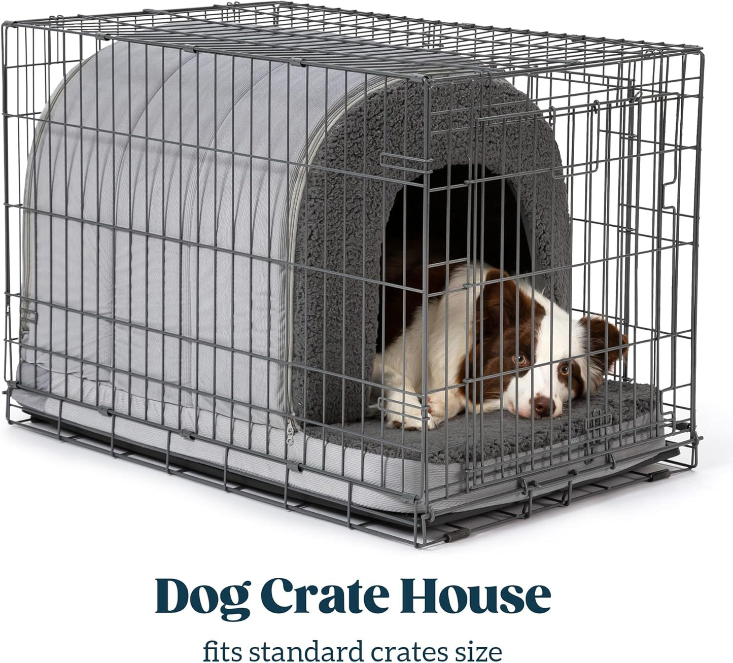 Orthopedic Dog Bed House - Dog House Indoor with Egg-Crate Foam - Tent Bed with Waterproof Lining & Nonskid Bottom, Ideal for Extra Large Breeds & Fits 42-Inch Crate - 41"x27", Charcoal