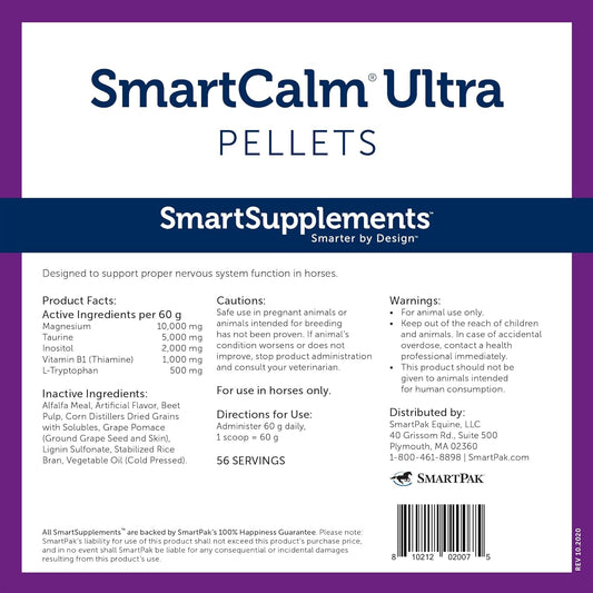SmartCalm Ultra Pellets | Calming Horse Supplements | with No Added Herbs or Sugar | Equine Supplement | Helps Minimize Excessive Skittishness | 56 Servings | 7.5 lb Bag