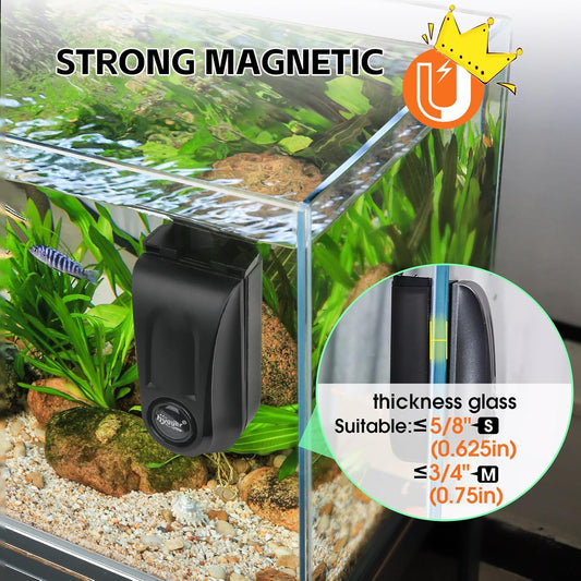 hygger Aquarium Glass Cleaner, Magnetic Fish Tank Cleaner Brush with 2 Aquarium Alg-ae Scrapers Floating Strong Magnetic (S)