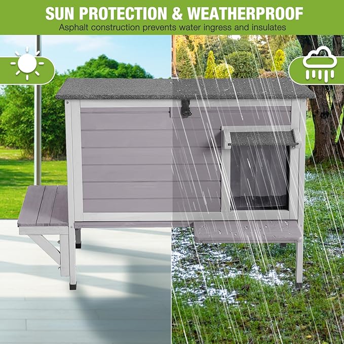 GUTINNEEN Large Outdoor Cat House Insulated Weatherproof, Triple-Layer Design Feral Cat Shelter with All-Round Thermal Liner, Openable Roof & Secure Escape Doors for 1-3 Cats (Winter-Ready)