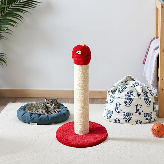 Cat Scratching Post, 22-Inch Tall Sisal Scratcher, Heavy-Duty Cat Climbing Stand for Indoor, Kittens & Large Cats, Red