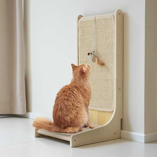 PETKARAY Sisal Cat Scratcher, Upright Cat Scratch Pad Wall Mounted, Vertical Scratching Post Alternative, L Shape Scratching Board 90°