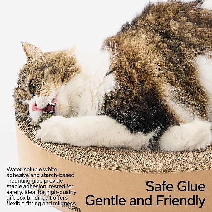 pidan Cat Scratcher Cardboard, Round Cat Scratchers Bed for Indoor Cats Scratching Board,A-Grade Corrugated Base Paper,Safe Glue (Round Type)