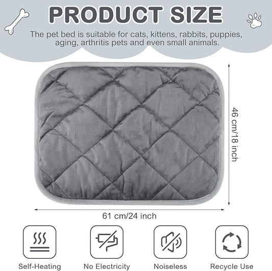 4 Pack Self Heating Cat Pad Self Warming Dog Mat Reflects Body Heat Extra Warm Thermal Pet Pad Washable Dog Cat Bed Crate Bed Mat Blanket(Gray,18 x 24 Inch)