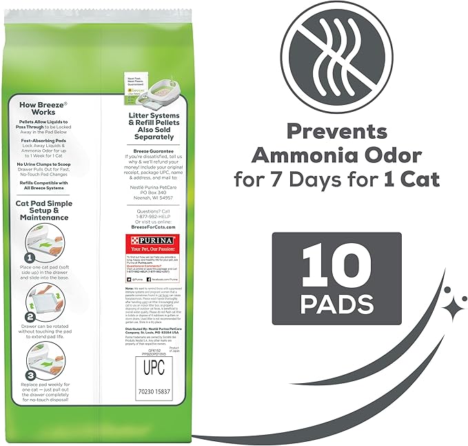 Purina Tidy Cats Breeze Litter System Cat Pad Refills 10ct. Pack Tidy Cats Cat Litter Pads - 10 ct. Pouch