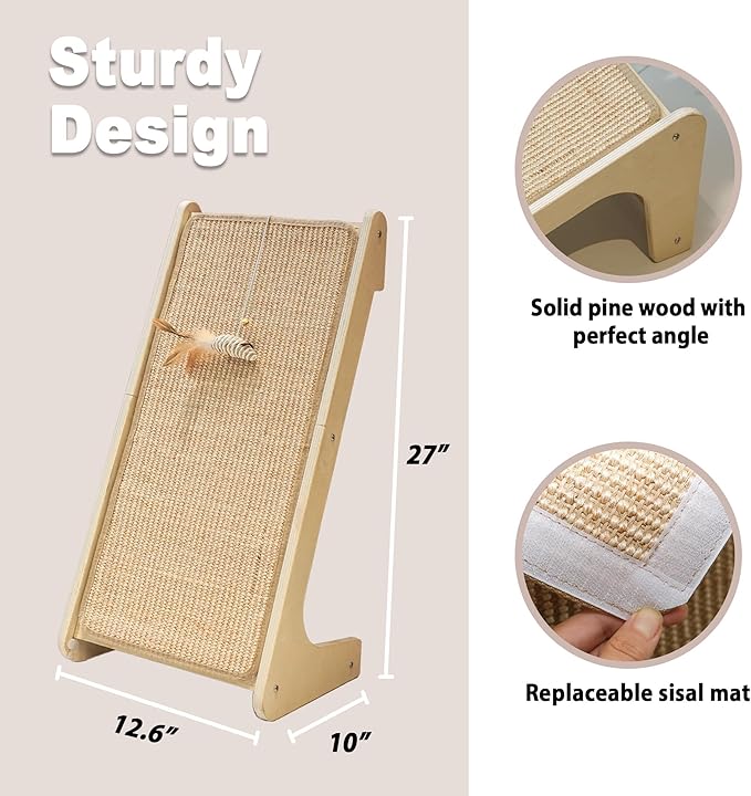 Meeyoview Cat Scratcher, L Shape Cat Scratching Pad, Sisal Cat Scratch Board for Indoor Cats, Wall Furniture Protector with Catnip