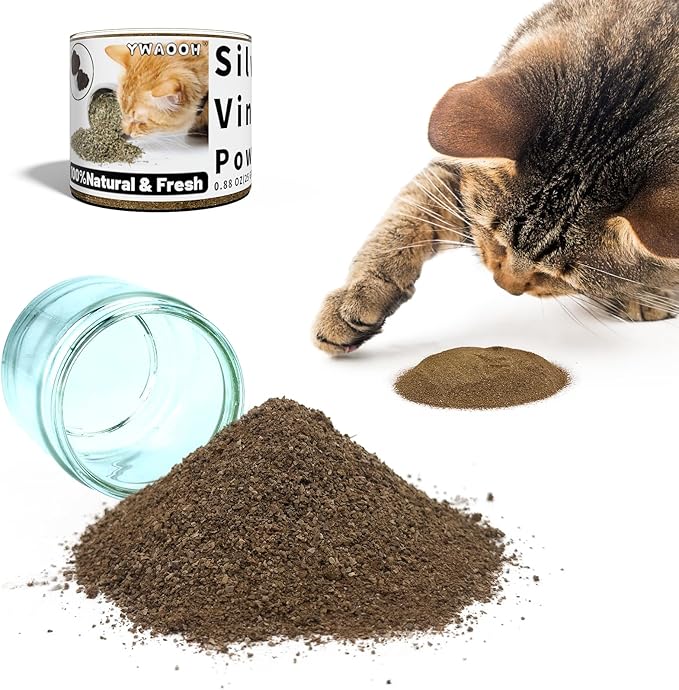 Cat Toys - Silvervine Powder for Cats, 100% Natural Catnip Alternative, 25G (0.88OZ), Safe for All Cat Ages, Matatabi Gall Fruit Powder