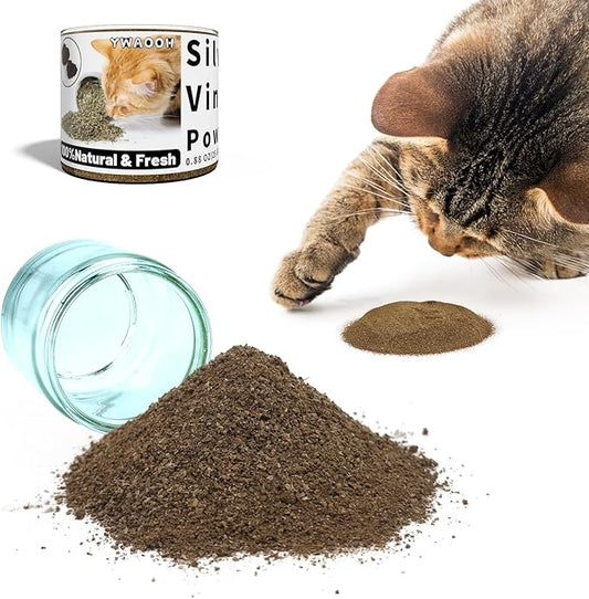 Cat Toys - Silvervine Powder for Cats, 100% Natural Catnip Alternative, 25G (0.88OZ), Safe for All Cat Ages, Matatabi Gall Fruit Powder