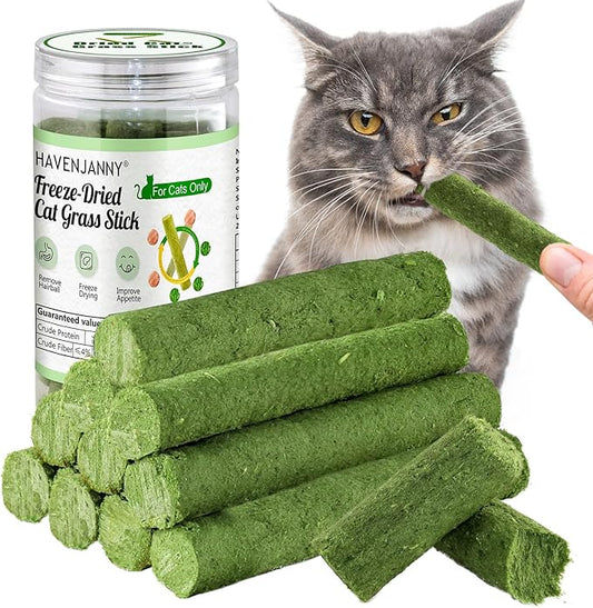 HavenJanny 50g/1.76oz Cat Grass Teething Stick, Cat Grass Stick Canned for Indoor Cats, Cats Treats Hairball Relief and Teeth Cleaning