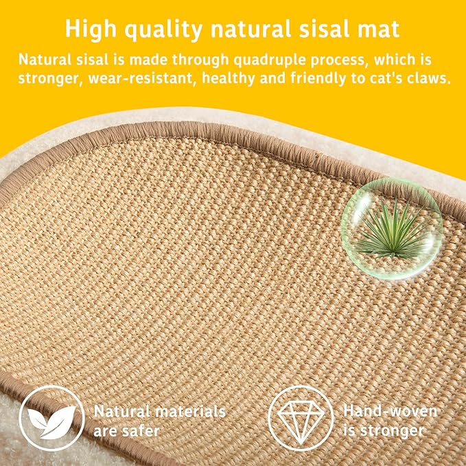 Cat Scratcher Bed 2 in 1, Sisal Cat Scratching Pads Beds for Kitten, with Anti-Slip, Protect Furniture Sofa, No Debris No Mess(16.5×12.5×4in)
