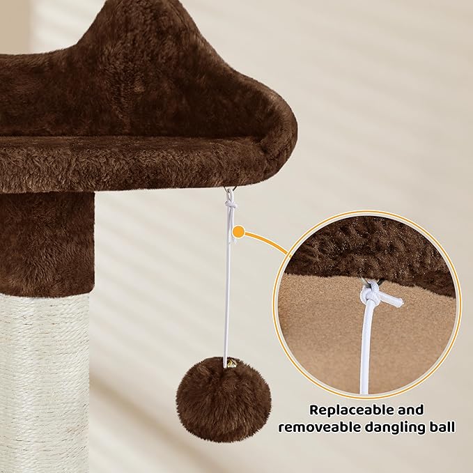 Yaheetech 54in Cat Tree, Multi-Level Cat Tower with Scratching Posts, Spacious Condo and Hammock, Ideal Activity Center for Indoor Kittens, Brown