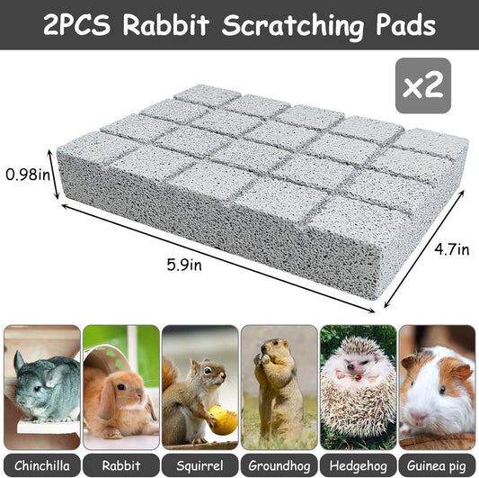 Hamiledyi 2PCS Rabbit Scratching Pads Bunny Lava Grinding Claw Pads Small Animal Foot Pads Hamster Scratch Board Chew Toys for Gerbil Chinchilla Hedgehog Guinea Pig Cage Accessories