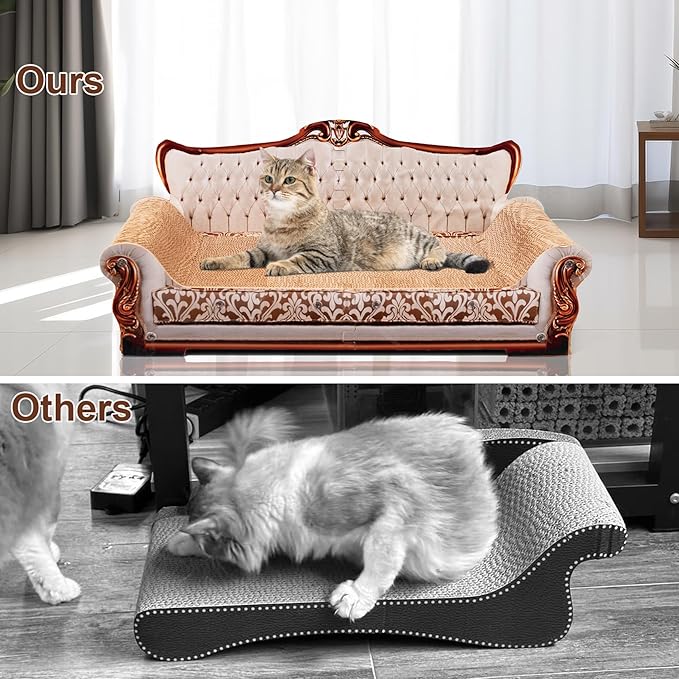 Scratching Sofa, Couch Shaped Thick Scratching Cardboard, Lounge Bed for Indoor Rest&Play, Sofa Scratcher Pad (Silver, 27.6" L X 12.4" W X 11.8" H)