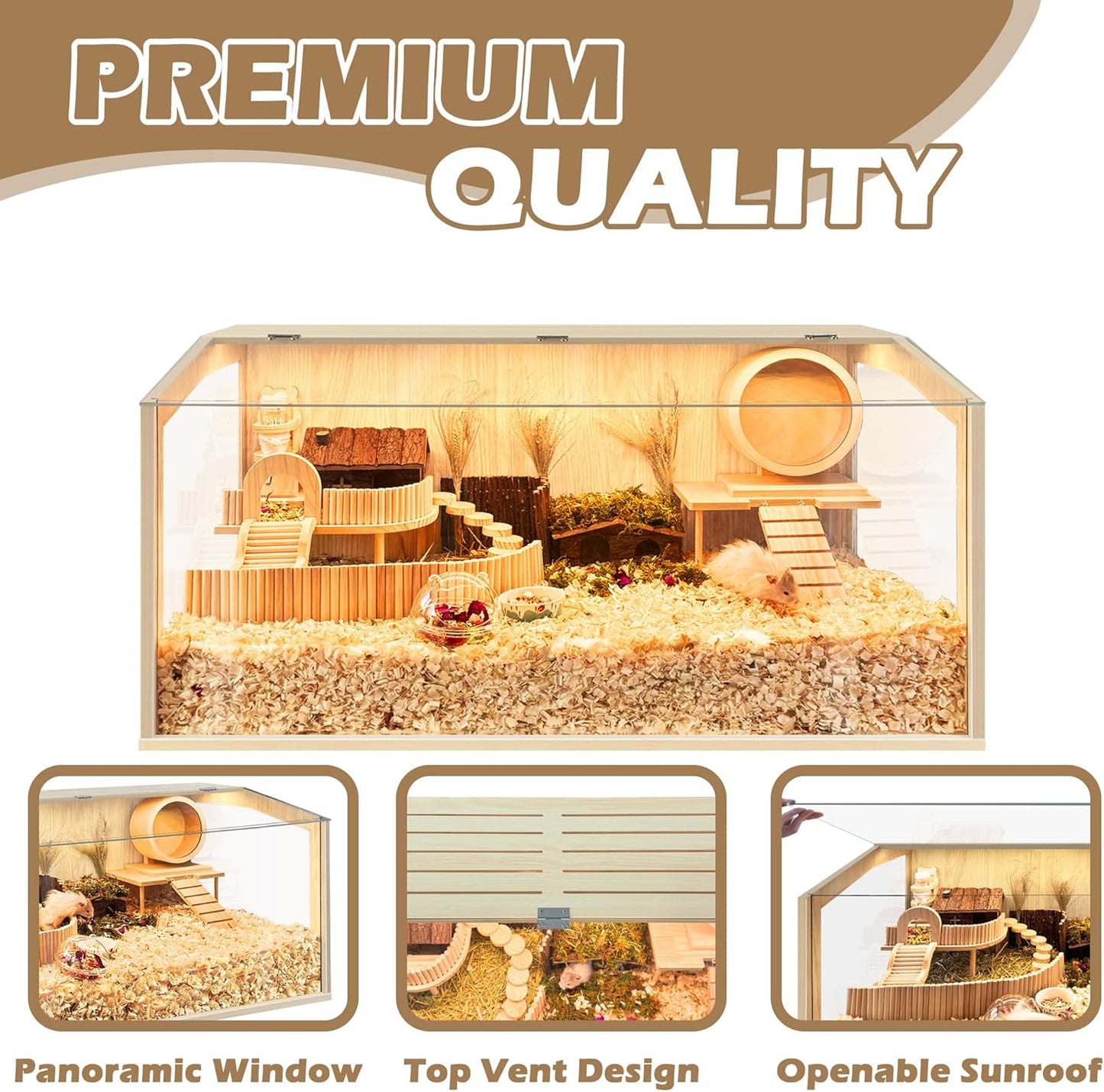 Prolee Hamster Cage Chew Proof, Guinea Pig Cages, Mice and Rat Habitat Openable Top, Hamster Habitat Solid Built