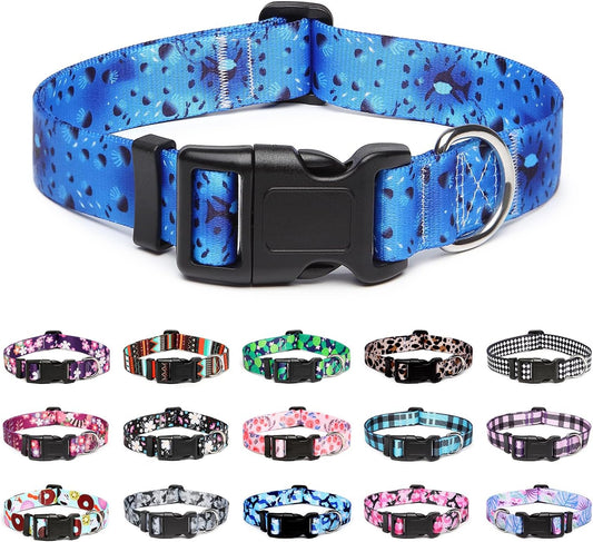 Mercano Adjustable Dog Collar - Special Design Patterns, Soft Nylon Comfortable Durable Pet Collar for Small Medium Large Dogs (XS, Blue Ocean)