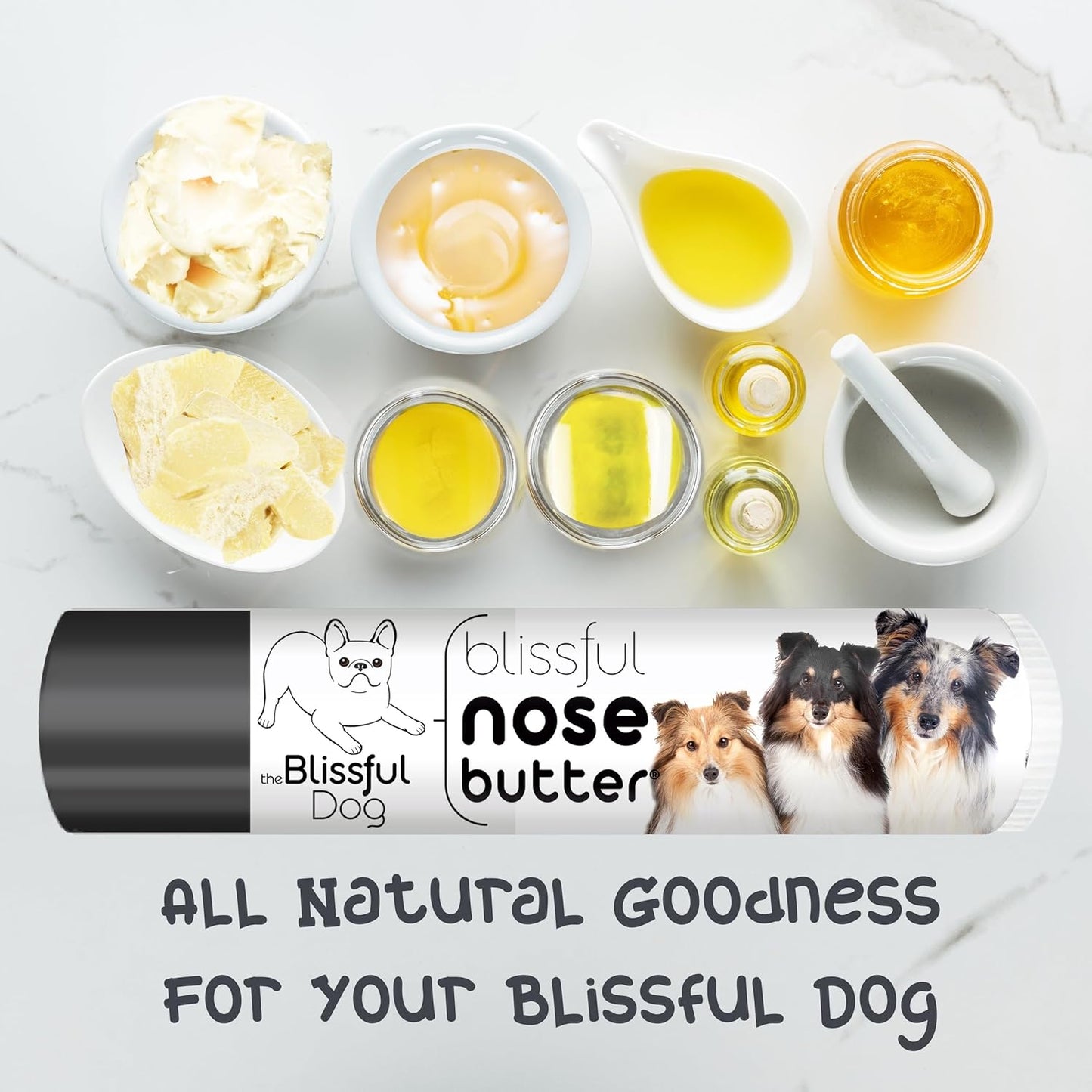 The Blissful Dog Shetland Sheepdog Nose Butter for Dry, Cracked Skin, Lick-Safe Dog Nose Balm with Moisturizing Shea Butter, Almond, Olive, and Essential Oils, Pet Supplies, Uncented, 0.15 oz.
