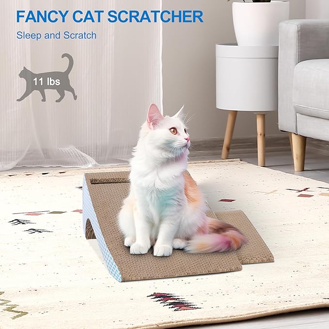 FluffyDream Slope Cut Ball Cat Scraper Combination - Durable Cat Leisure Bed - Indoor Scraper and Play House - Corrugated Toy Cat Birthday - 17.1L*7.4W*6.5H