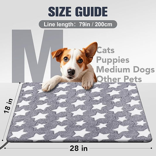 Cat Heating Pad, Waterproof Pet Heating Pad for Cats Dog Indoor, 11 Adjustable Temperature Cat Warming Bed Mat with Timer, Indoor Heated Bed with Chew Resistant Cord (M: 28'' L X 18'' W)