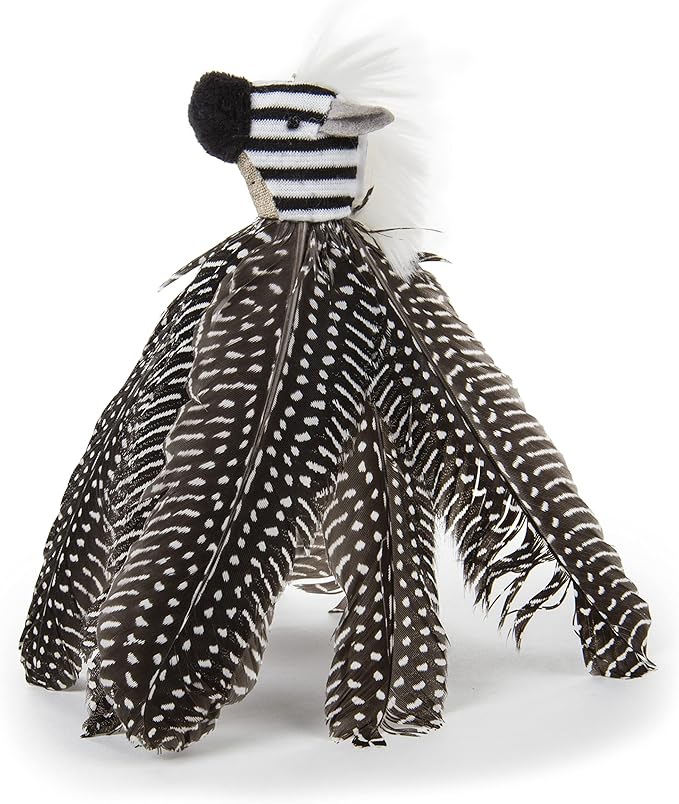 Petlinks HappyNip Zippy Zebra Feather Cat Toy, Contains Silvervine & Catnip - Black/White, One Size