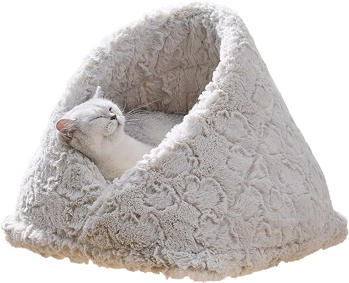 PetPals Cat Bed Made with a Soft Plush Material (Small, Rose Cradle)
