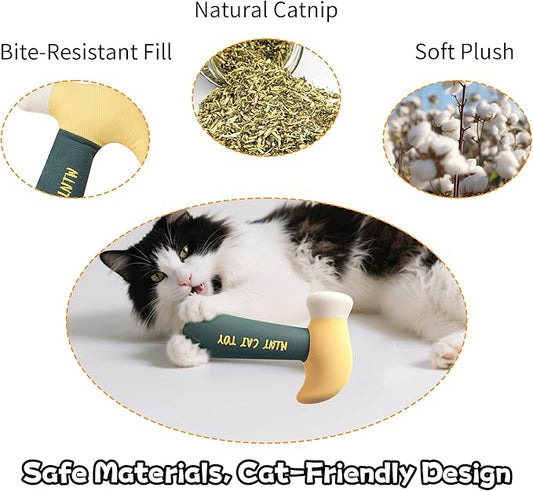 Plush Catnip Hammer Toy for Cats – Durable, Bite-Resistant Chew Toy Filled with Natural Catnip, Interactive Teething & Indoor Play for Kittens & Adult Cats