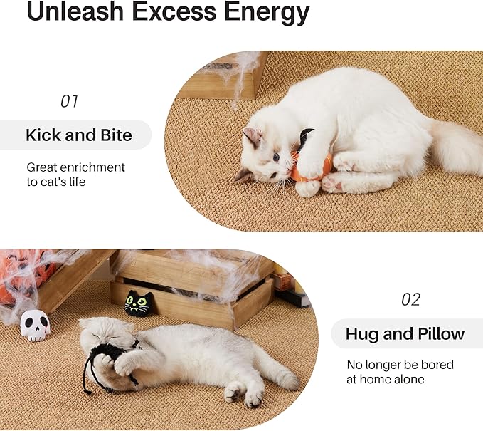 Potaroma 4 Pcs Cat Toys with Catnip Crinkle Sound, Glow in The Dark, Interactive Indoor Kitten Kicker Exercise Toys 4.0 Inches for All Breeds