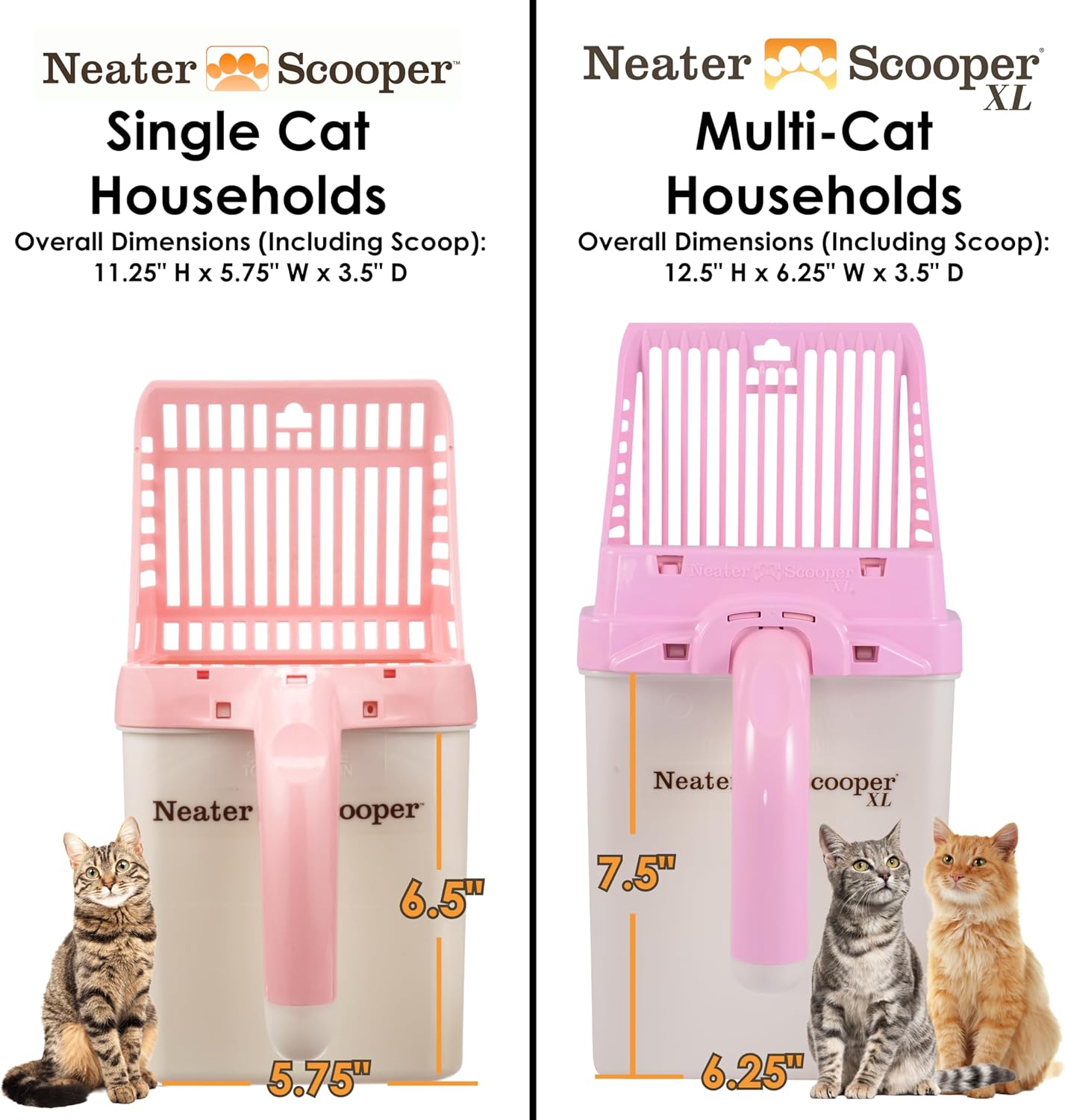 Neater Pet Brands Neater Scooper XL Cat Litter Scoop, 60 Refill Bags – Extra-Large Capacity Mess-Free Cat Litter Scooper with Bag for Large & Multiple Cats, Spill-Proof Litter Box Scooper with Holder