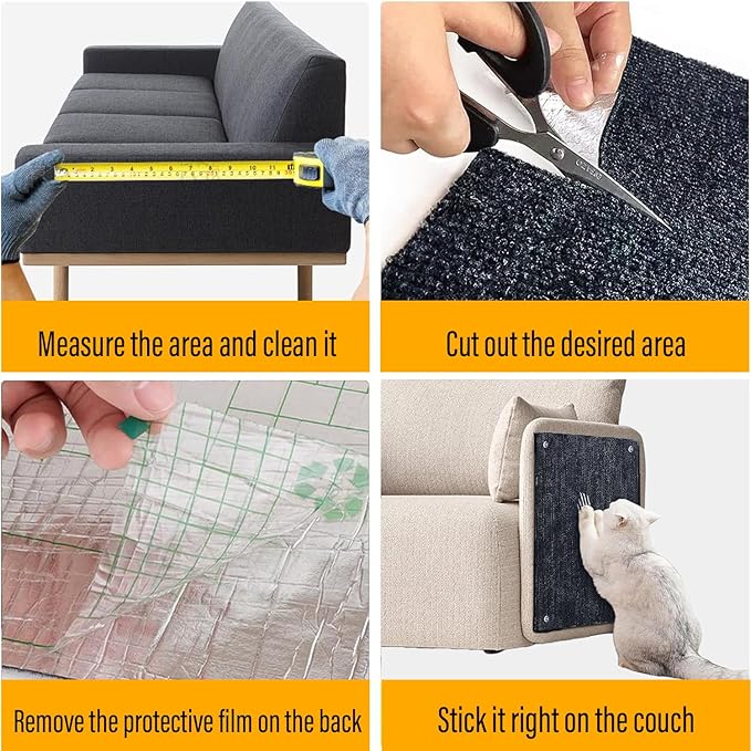 Cat Scratch Couch Furniture Protector, Adhesive Cat Scratch Pad Deterrent for Furniture, DIY Climbing Scratcher for Indoor Cats (Dark Grey, 78.7x15.8 in)