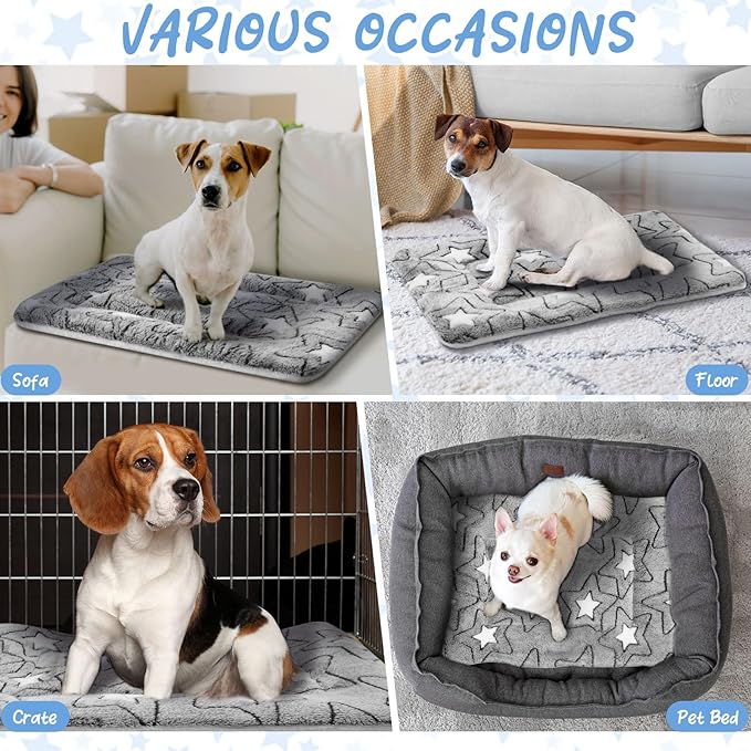 2 Pack Self Warming Cat Mat Self Heating Pad Bed Reversible Machine Washable Reflects Body Heat Warm Thermal Pet Pad Crate Blanket for Feral and Indoor Cat(Double Star,20'' X 30'')