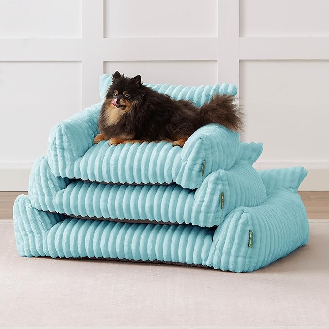 Cute Couch Bed for Pets, Supportive Cat Sofa for Indoor Cats, Medium Dog Sofa Bed for Medium Dogs, Light Blue, 30 inches