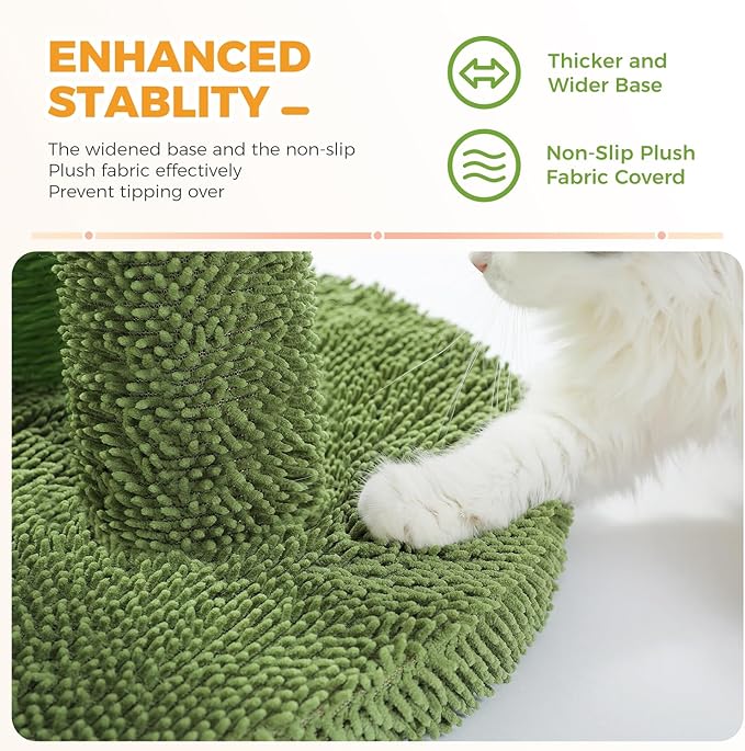 PAWZ Road Cat Scratching Post Cactus Cat Scratcher Featuring with 3 Scratching Poles and Interactive Dangling Ball - 35 Inches