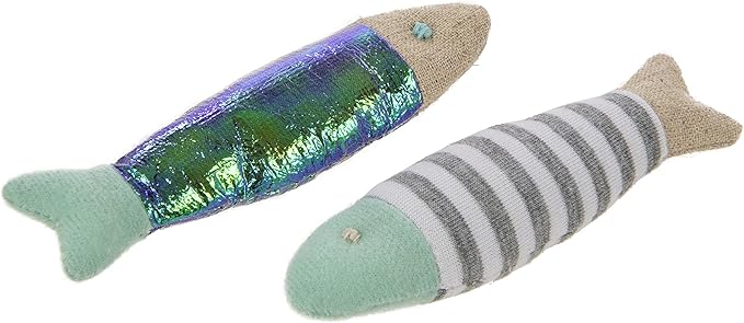 Petlinks (2 Count HappyNip Flipper Fish Cat Toys, Contains Silvervine & Catnip - Multi Color, 2 Count