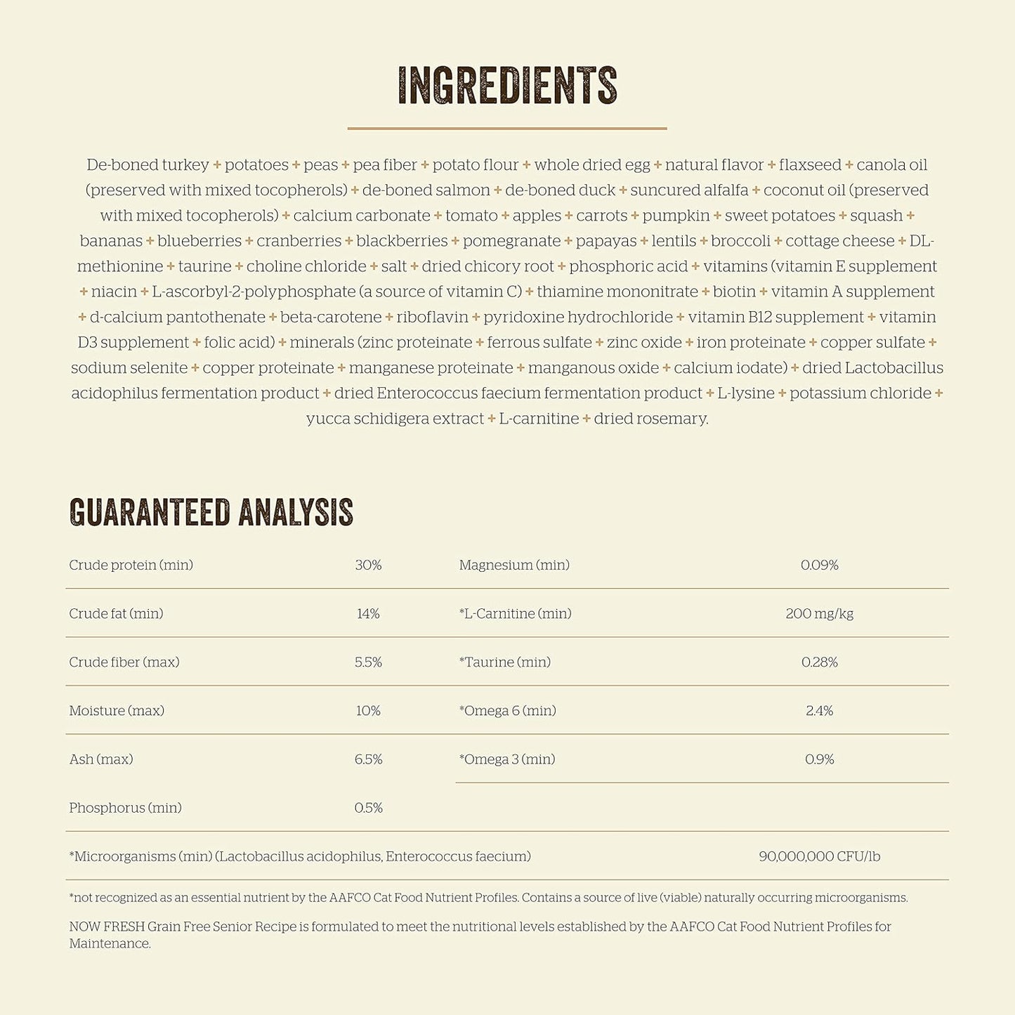 Now Fresh Grain-Free, Dry Cat Food, Turkey, Salmon and Duck Kibble, Real Meat and Fish Senior Recipe, 3 lb Bag