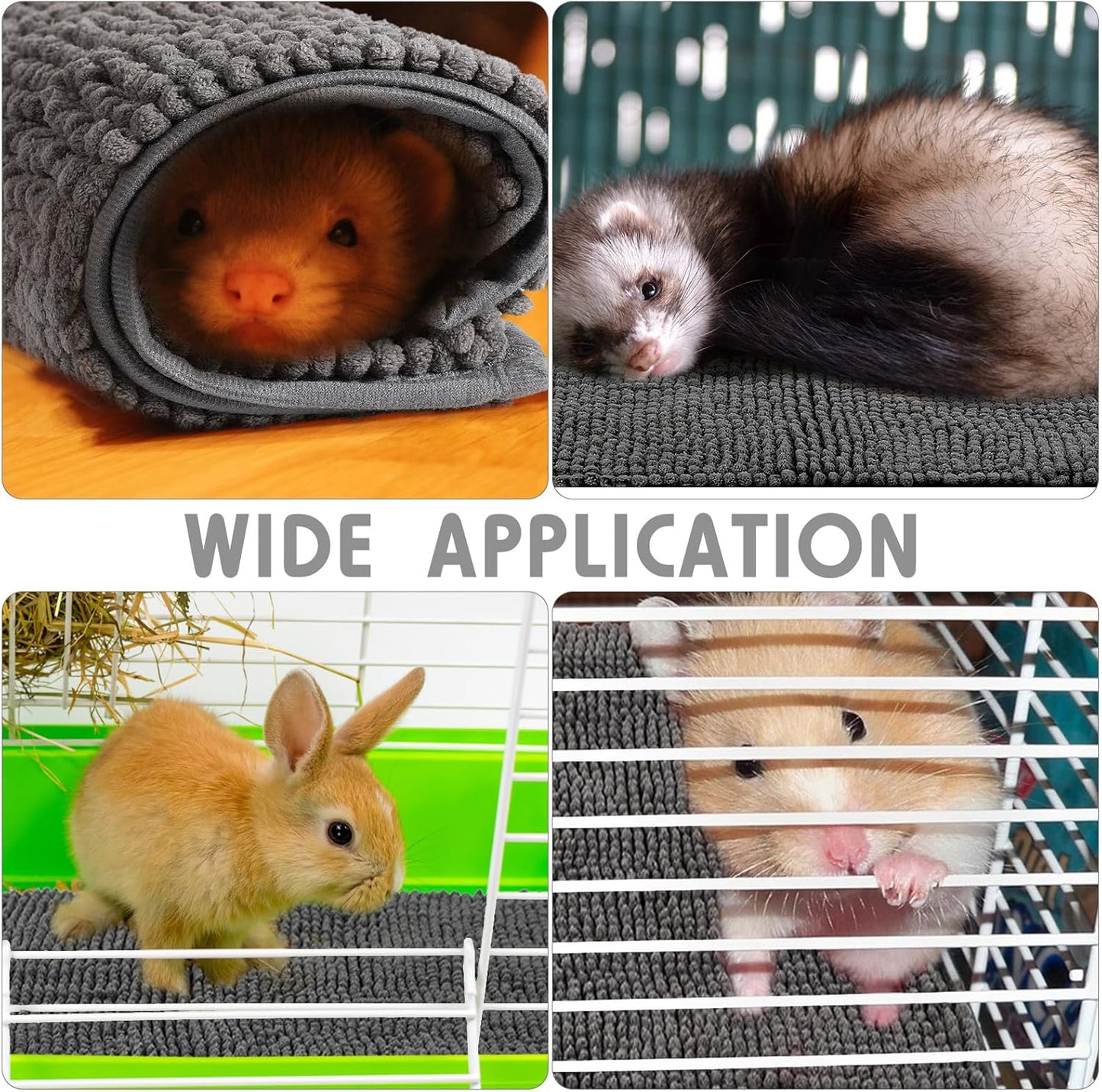 Amylove 4 Pcs Guinea Pig Cage Liner Guinea Pig Bedding Washable Fleece Pee Pads Reusable Small Animals Training Mat Small Animal Sleeping Bed for Bunny Hamster(Dark Gray,12 x 12 Inch)