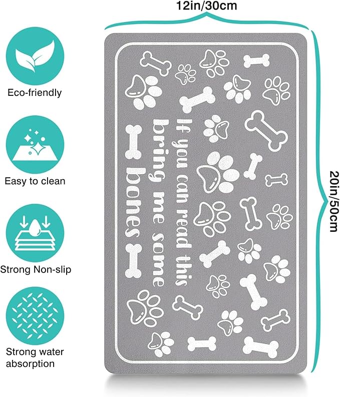 Pet Feeding Mat for Floors Waterproof Dog Mat for Food and Water Absorbent Quick Dry Non Slip mat for Cat Bowls