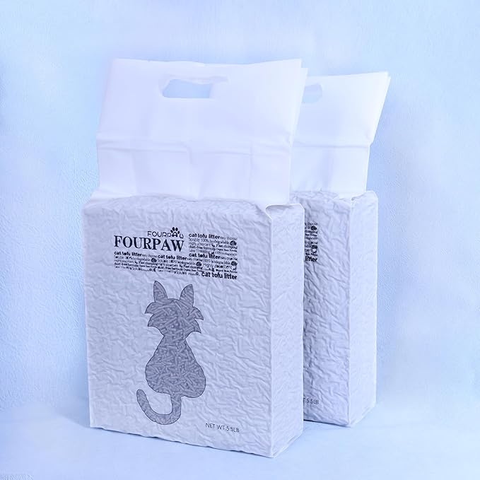 Tofu Cat Litter Activated Carbon no Fragrance 5.5 Lbs X 2 Bags, Can Flush Down Toilets or drains, Low Tracking Cat Litter 2mm Pellets.