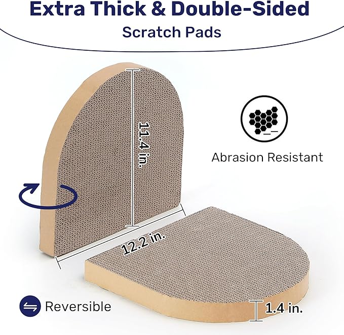 FUKUMARU Cat Scratcher, 24 Inch Sofa Shape Cat Scratcher Couch Bed, Reversible Detachable Cats Scratching Board, Round Cats Scratch Pads Refill Indoor, Blue