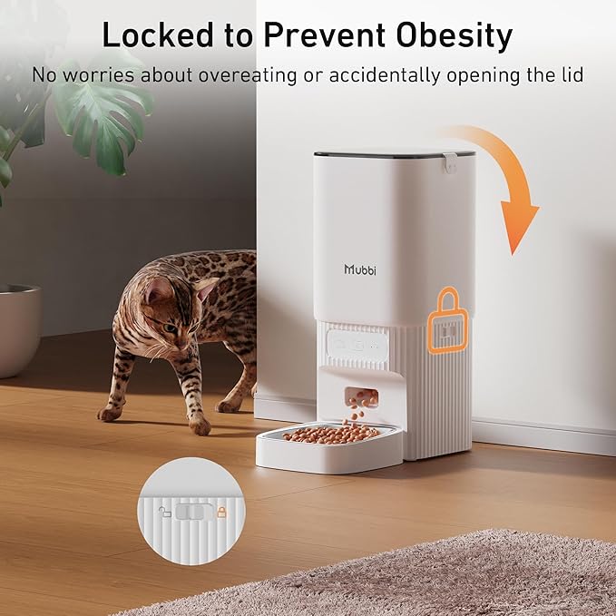 7L/29 Cups Automatic Dog Feeder, 5G WiFi Auto Cat Feeder with Desiccant Bag, Cat Food Dispenser, App Remote Feeding, Stainless Steel Bowl, Dual Power Supply, Ideal for 2-15mm Dry Food