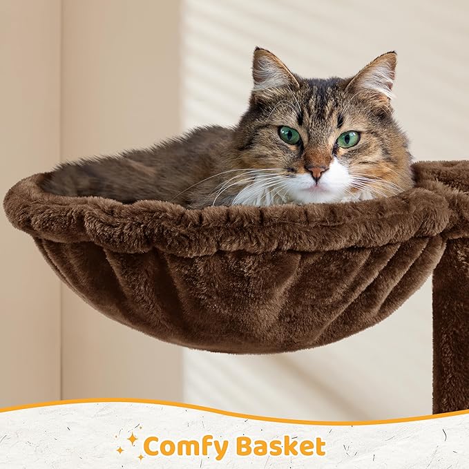 Yaheetech 54in Cat Tree, Multi-Level Cat Tower with Scratching Posts, Spacious Condo and Hammock, Ideal Activity Center for Indoor Kittens, Brown