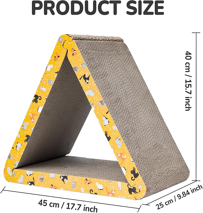 CATISM Cat Scratcher Cat Scratching Board - Foldable - Triangle, 6 Usable Sides Scratchers for Indoor Cats, Durable Recyclable Cats Cardboard Vertical(Pack of 3)