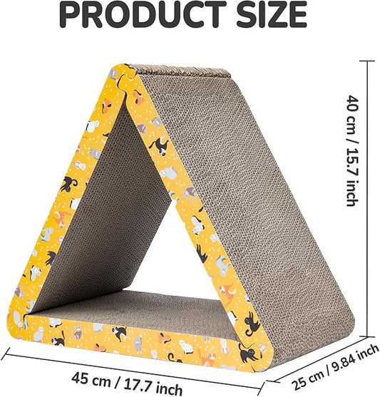 CATISM Cat Scratcher Cat Scratching Board - Foldable - Triangle, 6 Usable Sides Scratchers for Indoor Cats, Durable Recyclable Cats Cardboard Vertical(Pack of 3)