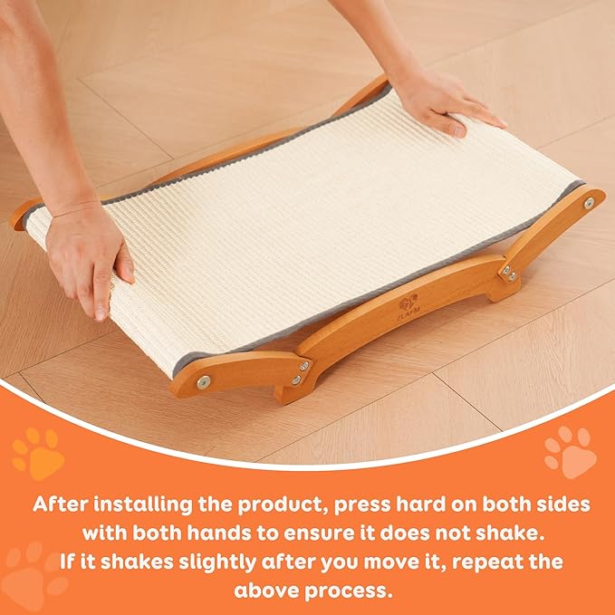 Extra-Larger Sisal Cat Scratcher Bed, Durable Cat Scratch Pad with Hammock for Indoor Cats Lounger & Sleep & Scratch, Natural Sisal Cat Scratching Post, Sturdy Solid Wood Frame (Upgraded Extra-Larger)