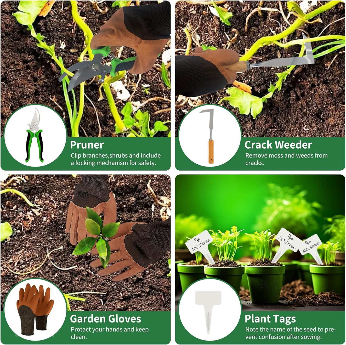 20-Piece Gardening Tools with Fashion and Durable Storage Bag - Heavy Duty Garden Tools Stainless Steel Rust-Proof Ergonomic Garden Tool Set - Ideal Gifts for Women and Men - Portable Gardening Kit